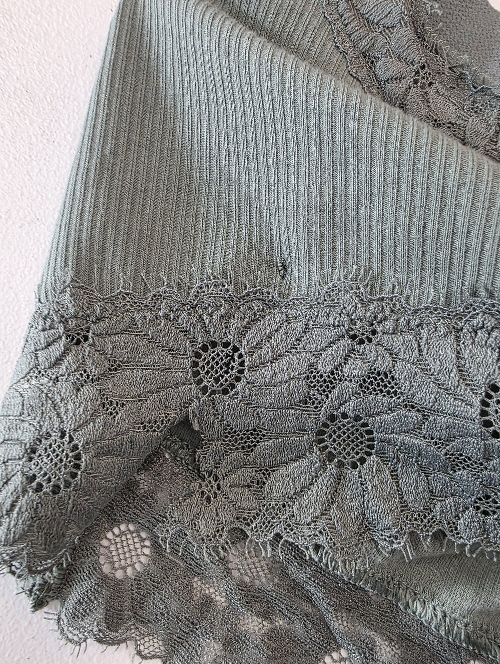 Aerie Lace-Trim Ribbed Bralette in Sage Green - Picture 12 of 12